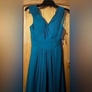 Elegant Teal Pleated Women's Dress